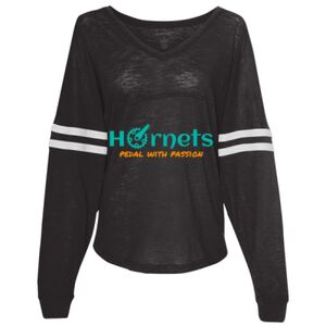 Women’s Slub Jersey Varsitee V-Neck Long Sleeve T-Shirt Thumbnail