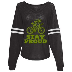 Women’s Slub Jersey Varsitee V-Neck Long Sleeve T-Shirt Thumbnail