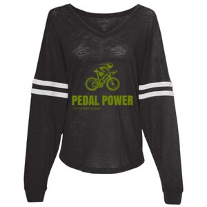 Women’s Slub Jersey Varsitee V-Neck Long Sleeve T-Shirt Thumbnail