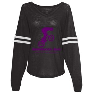 Women’s Slub Jersey Varsitee V-Neck Long Sleeve T-Shirt Thumbnail