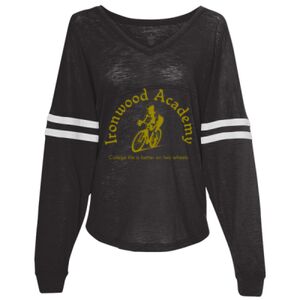 Women’s Slub Jersey Varsitee V-Neck Long Sleeve T-Shirt Thumbnail