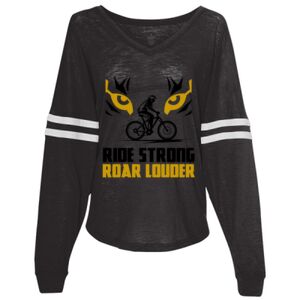 Women’s Slub Jersey Varsitee V-Neck Long Sleeve T-Shirt Thumbnail