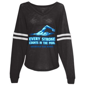 Women’s Slub Jersey Varsitee V-Neck Long Sleeve T-Shirt Thumbnail
