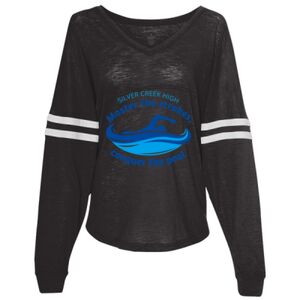 Women’s Slub Jersey Varsitee V-Neck Long Sleeve T-Shirt Thumbnail