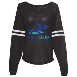 Women’s Slub Jersey Varsitee V-Neck Long Sleeve T-Shirt Thumbnail