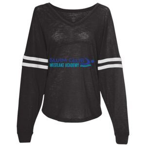 Women’s Slub Jersey Varsitee V-Neck Long Sleeve T-Shirt Thumbnail