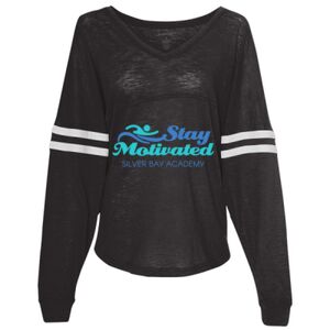 Women’s Slub Jersey Varsitee V-Neck Long Sleeve T-Shirt Thumbnail