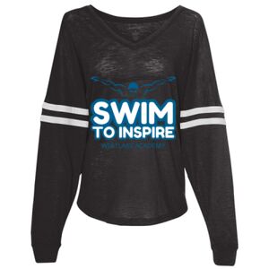 Women’s Slub Jersey Varsitee V-Neck Long Sleeve T-Shirt Thumbnail