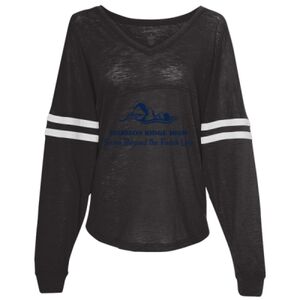 Women’s Slub Jersey Varsitee V-Neck Long Sleeve T-Shirt Thumbnail
