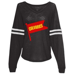 Women’s Slub Jersey Varsitee V-Neck Long Sleeve T-Shirt Thumbnail