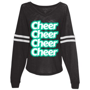 Women’s Slub Jersey Varsitee V-Neck Long Sleeve T-Shirt Thumbnail