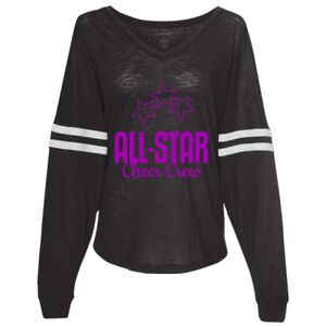 Women’s Slub Jersey Varsitee V-Neck Long Sleeve T-Shirt Thumbnail