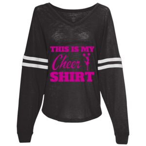 Women’s Slub Jersey Varsitee V-Neck Long Sleeve T-Shirt Thumbnail