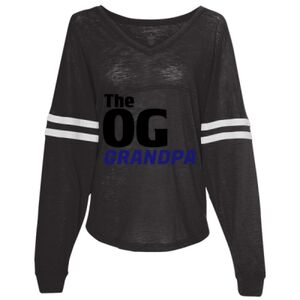 Women’s Slub Jersey Varsitee V-Neck Long Sleeve T-Shirt Thumbnail