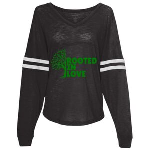 Women’s Slub Jersey Varsitee V-Neck Long Sleeve T-Shirt Thumbnail