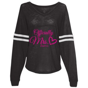 Women’s Slub Jersey Varsitee V-Neck Long Sleeve T-Shirt Thumbnail