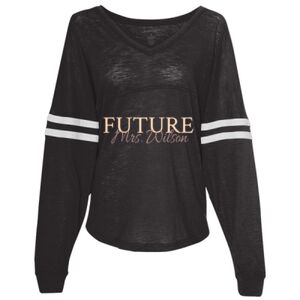 Women’s Slub Jersey Varsitee V-Neck Long Sleeve T-Shirt Thumbnail