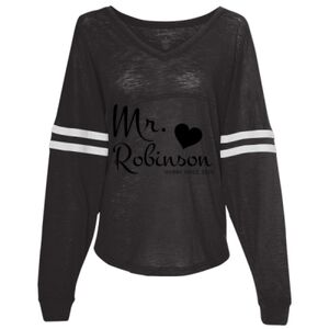 Women’s Slub Jersey Varsitee V-Neck Long Sleeve T-Shirt Thumbnail