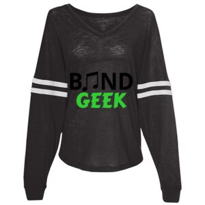 Women’s Slub Jersey Varsitee V-Neck Long Sleeve T-Shirt Thumbnail