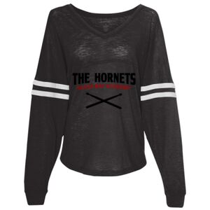 Women’s Slub Jersey Varsitee V-Neck Long Sleeve T-Shirt Thumbnail
