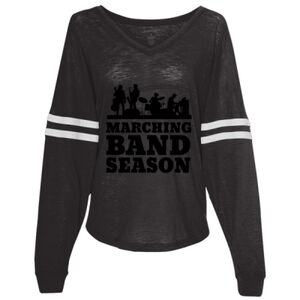 Women’s Slub Jersey Varsitee V-Neck Long Sleeve T-Shirt Thumbnail