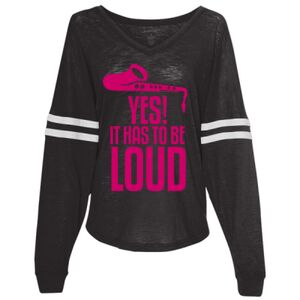 Women’s Slub Jersey Varsitee V-Neck Long Sleeve T-Shirt Thumbnail