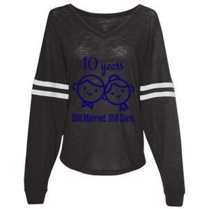Women’s Slub Jersey Varsitee V-Neck Long Sleeve T-Shirt Thumbnail