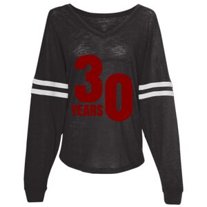 Women’s Slub Jersey Varsitee V-Neck Long Sleeve T-Shirt Thumbnail