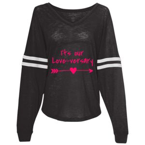 Women’s Slub Jersey Varsitee V-Neck Long Sleeve T-Shirt Thumbnail