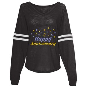 Women’s Slub Jersey Varsitee V-Neck Long Sleeve T-Shirt Thumbnail