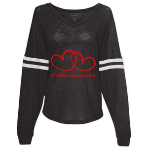 Women’s Slub Jersey Varsitee V-Neck Long Sleeve T-Shirt Thumbnail