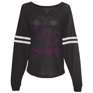 Women’s Slub Jersey Varsitee V-Neck Long Sleeve T-Shirt Thumbnail