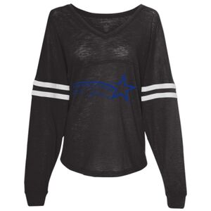 Women’s Slub Jersey Varsitee V-Neck Long Sleeve T-Shirt Thumbnail