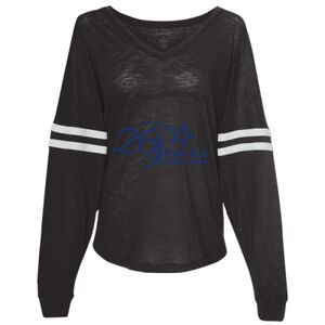 Women’s Slub Jersey Varsitee V-Neck Long Sleeve T-Shirt Thumbnail