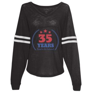 Women’s Slub Jersey Varsitee V-Neck Long Sleeve T-Shirt Thumbnail