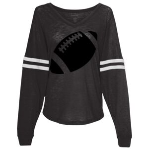 Women’s Slub Jersey Varsitee V-Neck Long Sleeve T-Shirt Thumbnail