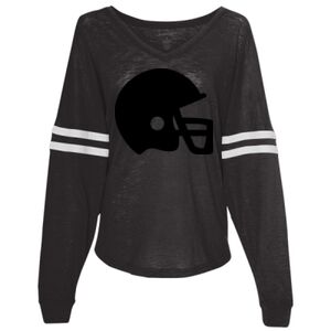 Women’s Slub Jersey Varsitee V-Neck Long Sleeve T-Shirt Thumbnail