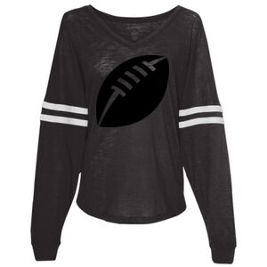 Women’s Slub Jersey Varsitee V-Neck Long Sleeve T-Shirt Thumbnail