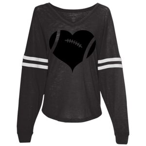 Women’s Slub Jersey Varsitee V-Neck Long Sleeve T-Shirt Thumbnail