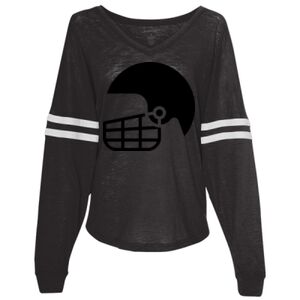 Women’s Slub Jersey Varsitee V-Neck Long Sleeve T-Shirt Thumbnail