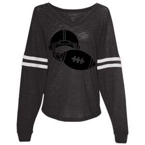 Women’s Slub Jersey Varsitee V-Neck Long Sleeve T-Shirt Thumbnail