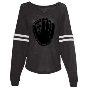 Women’s Slub Jersey Varsitee V-Neck Long Sleeve T-Shirt Thumbnail