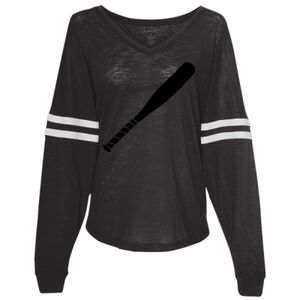 Women’s Slub Jersey Varsitee V-Neck Long Sleeve T-Shirt Thumbnail