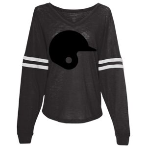 Women’s Slub Jersey Varsitee V-Neck Long Sleeve T-Shirt Thumbnail