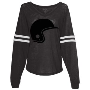 Women’s Slub Jersey Varsitee V-Neck Long Sleeve T-Shirt Thumbnail