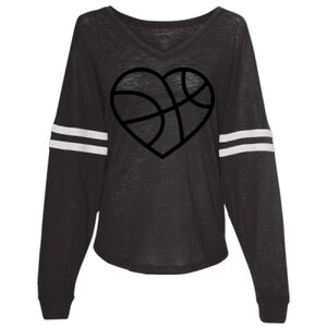 Women’s Slub Jersey Varsitee V-Neck Long Sleeve T-Shirt Thumbnail