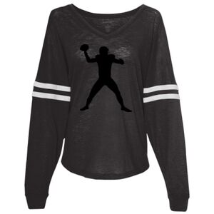 Women’s Slub Jersey Varsitee V-Neck Long Sleeve T-Shirt Thumbnail