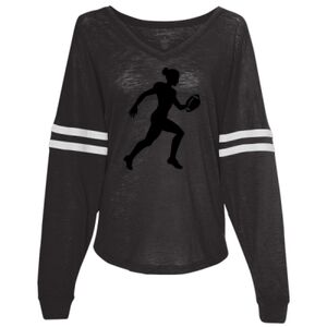Women’s Slub Jersey Varsitee V-Neck Long Sleeve T-Shirt Thumbnail