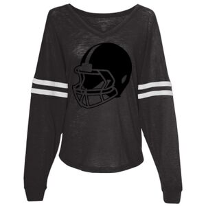 Women’s Slub Jersey Varsitee V-Neck Long Sleeve T-Shirt Thumbnail