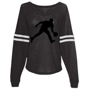 Women’s Slub Jersey Varsitee V-Neck Long Sleeve T-Shirt Thumbnail
